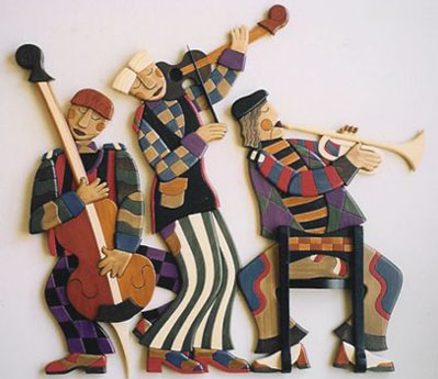 wood sculpture - musicians